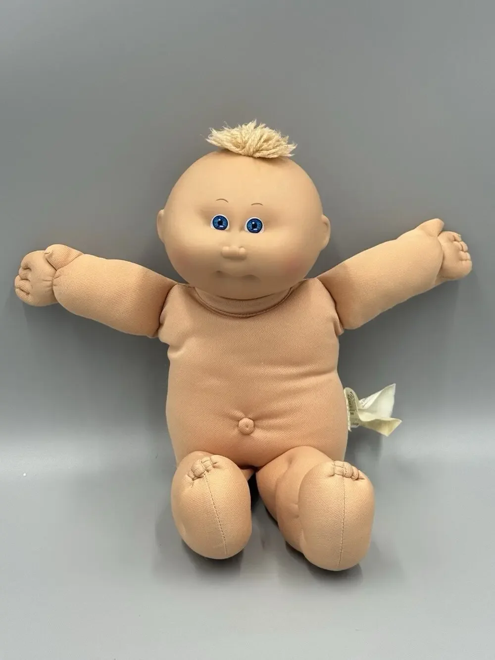 Vintage Caleco Cabbage Patch Kid Baby Doll Blonde Hair Tuft Blue Eyes